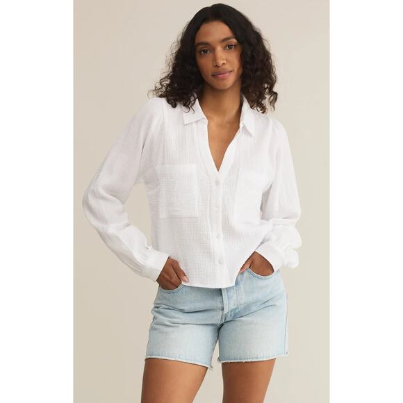 Z Supply Campo Button Up Gauze Top - White - Picture 1 of 5